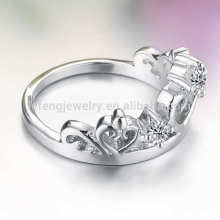 Crown band engagement ring,platinum diamond jewelry